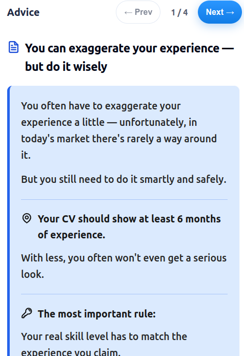 Example tips inside the DEVCV.PRO builder